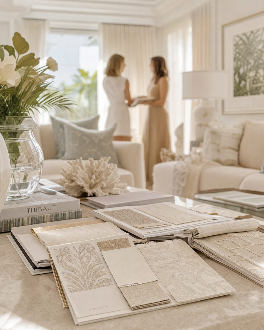 Accolade Interiors window treatment design consultation in a Clearwater home