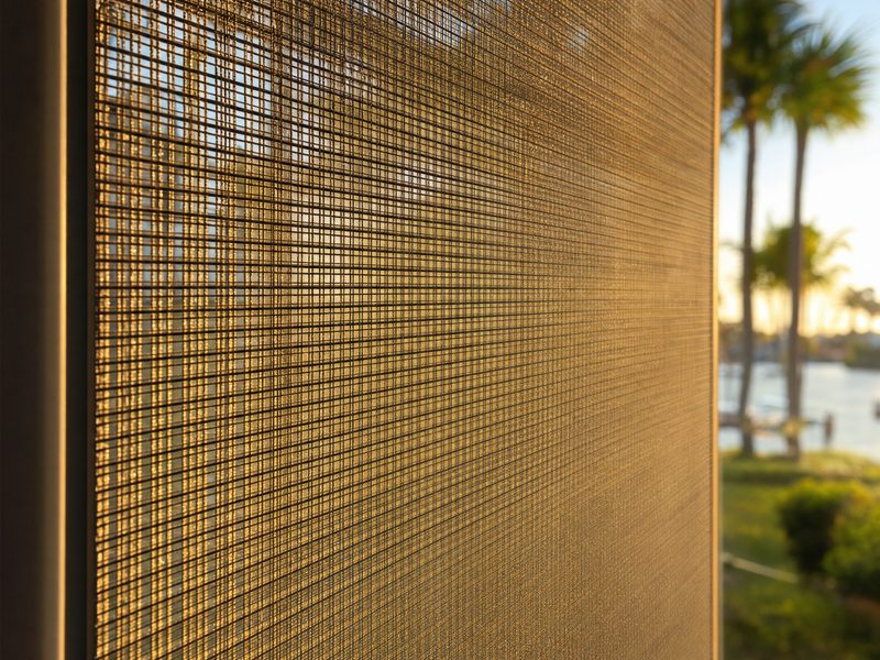 Solar shades filtering Florida sunlight in a Clearwater waterfront home
